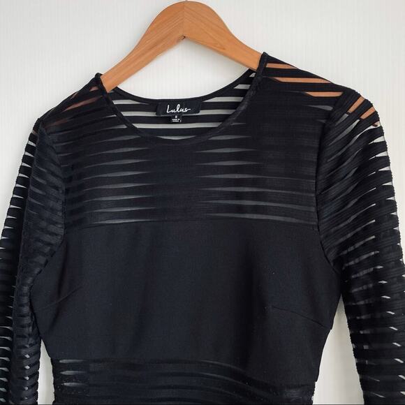 Lulu’s perfect mesh bodycon dress black mini dress small - Picture 5 of 10